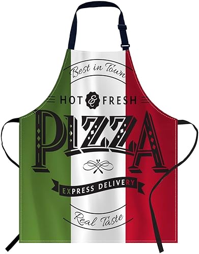 oFloral Delantal para póster de pizza, delantal ajustable unisex, delantal de chef de cocina, delantal para mujeres y hombres, para cocina en casa,