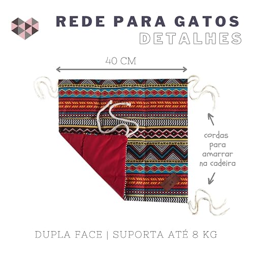 Rede Suspensa de Pet Gatos para Amarrar Cadeira e Poltrona Dupla Face Vinho