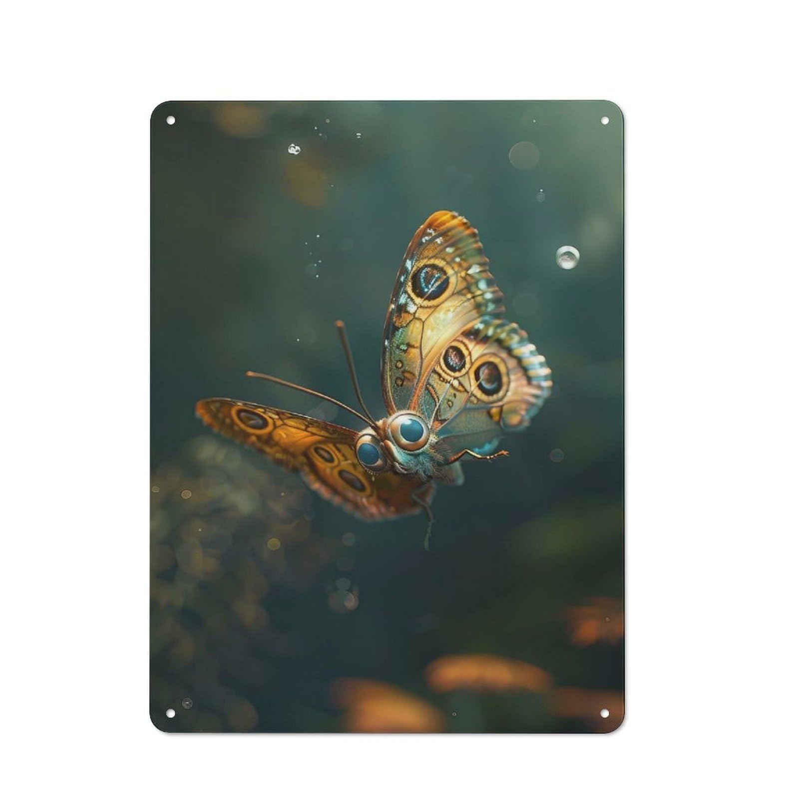 Junmoney Butterfly Sea Workshop Style Tin Sign 40X30cm, Garage Wall Decor For Tool Room, Garage, Studio Or Home Bar