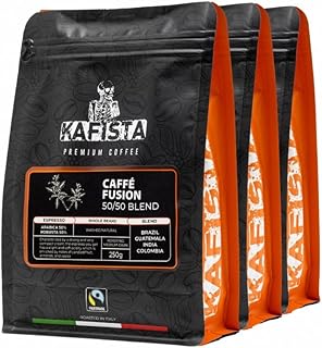 Kafista Premium Kaffee - Kaffeebohnen für Kaffeevollautomat und Espressomaschine aus Italien - Fairtrade - Spitzenkaffee - Barista Qualität (Café Fusion 50/50, 3x250g)