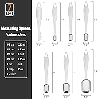 Vista 6 de Accmor Juego de 7 cucharas medidoras de acero inoxidable, herramienta de medición de anidación con nivelador, cucharada rectangular y cucharadita