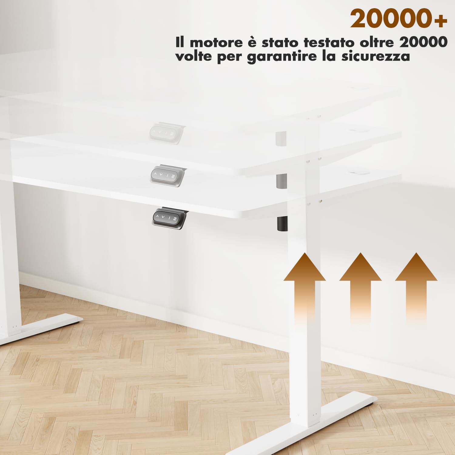 Devoko 140 x 60 cm scrivania elettrica regolabile in altezza con gancio per cuffie, altezza regolabile 71-119 cm, 2 altezze di memoria. scrivania da ufficio, camera da letto, stanza di studio (Bianco)