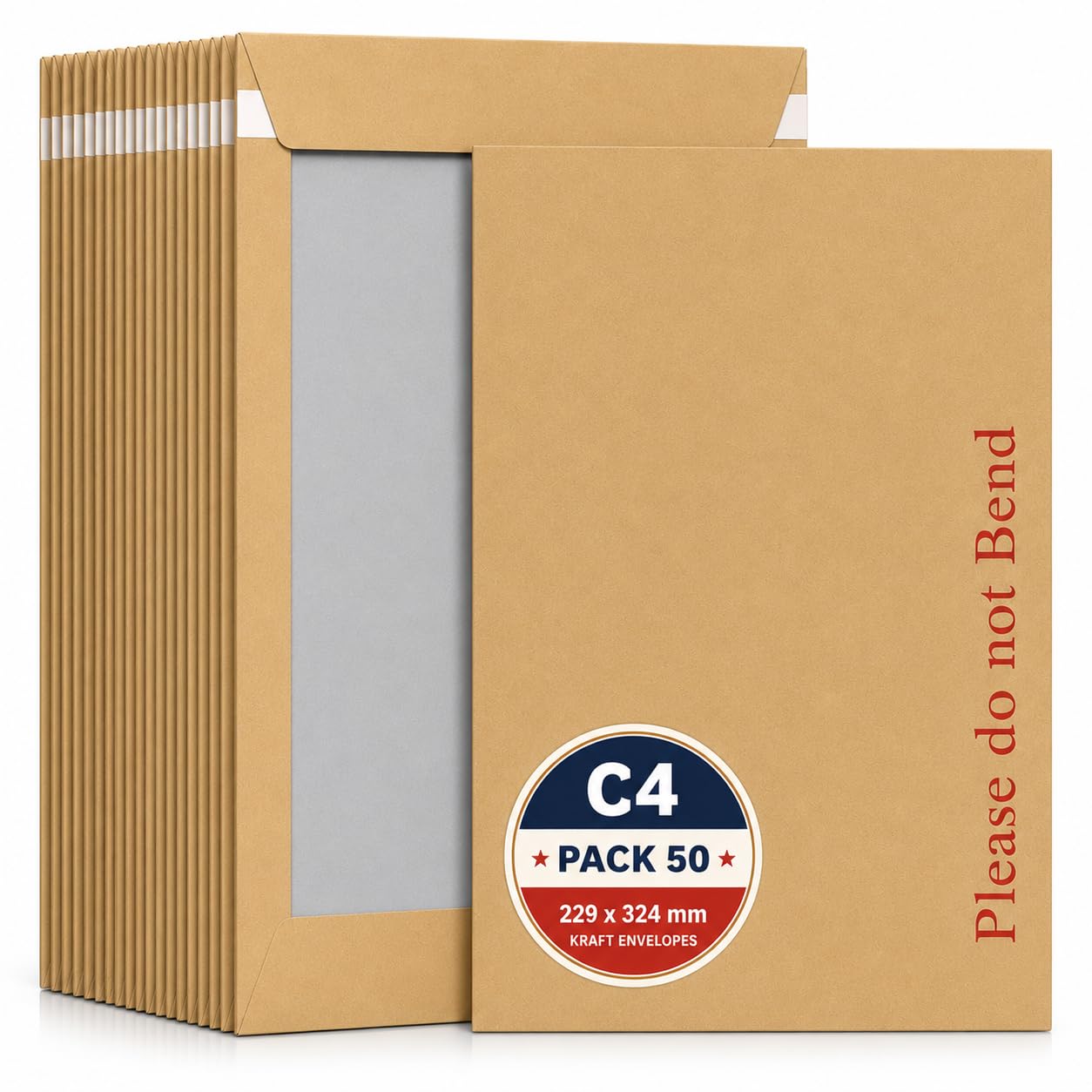 Orion C4 Manilla Brown Mailing Envelopes A4 324 x 229mm, Self Seal, 50 Pack