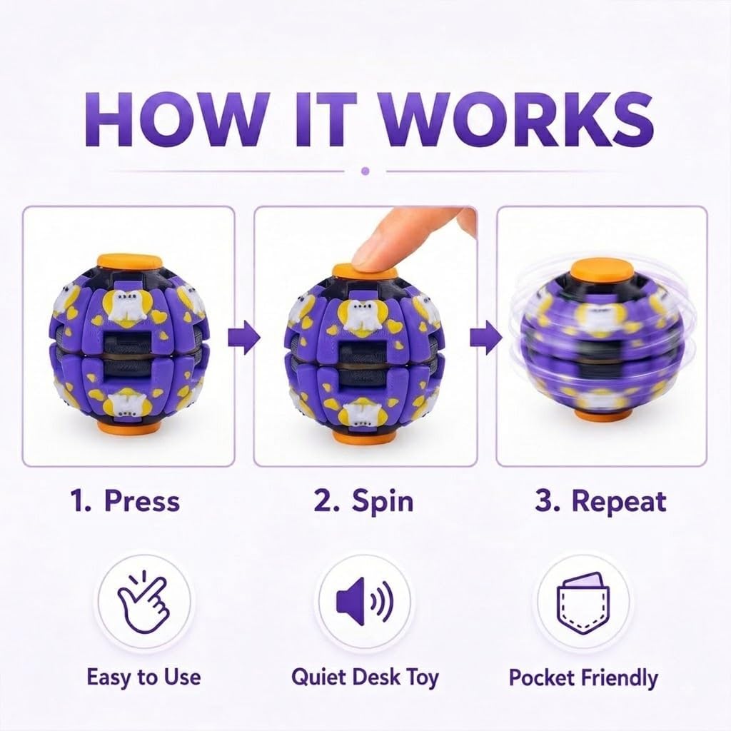 Halloween 3D Printed Adult Fidget Spinners 2 Pack (Orange+Purple) image 5