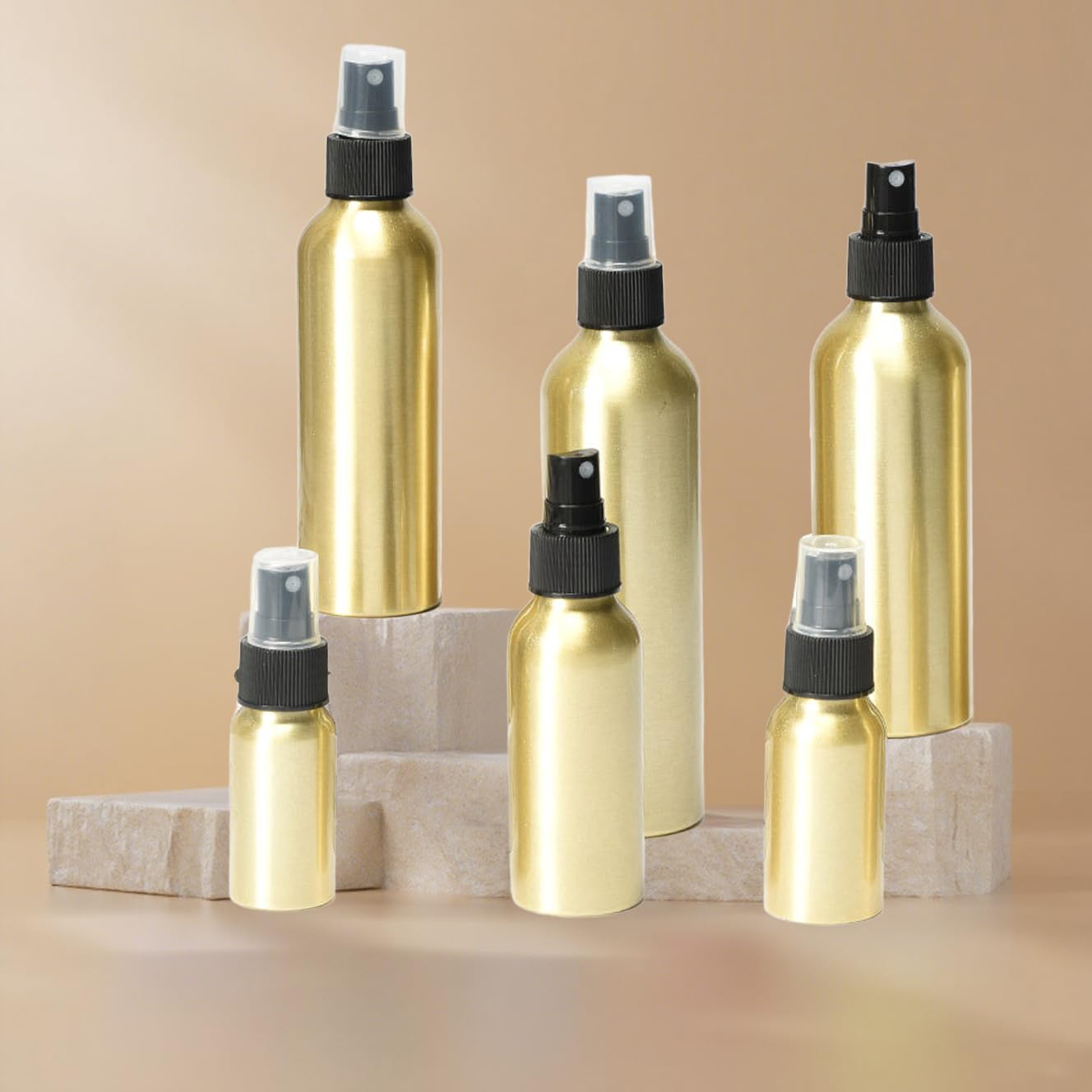 24 Pezzi 250ml Bottiglie Spray in Alluminio Oro, Cosmético Portátil Botellas in Alluminio Flacone per Profumo Oli Essenziali Tonico Soluzioni Detergenti