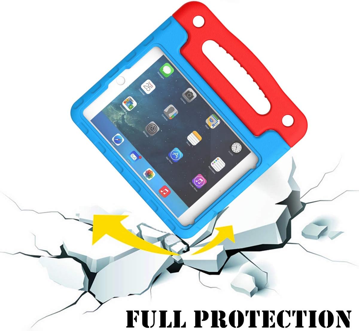 Kids Case for iPad Mini 1 2 3 4 5 Generation - Lightweight Shockproof Convertible Protection Cover with Built-in Handle Stand Children Tablet and 2019 - Retina Display (Blue & Red)