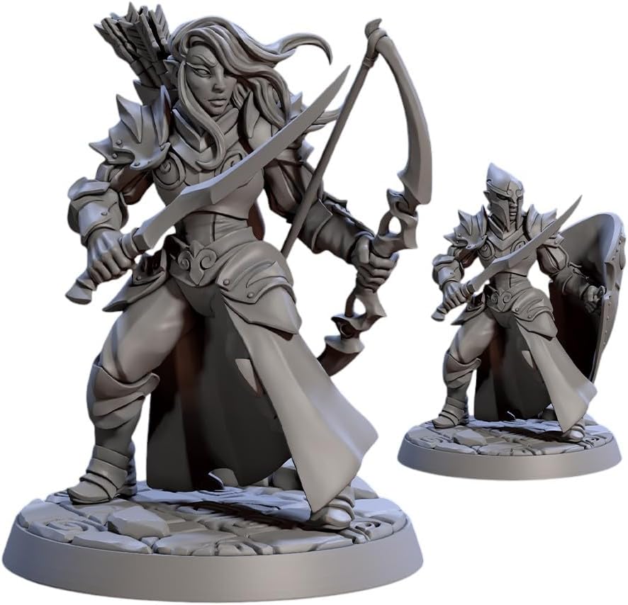 TYL Noble Alfar Knights Unpainted Miniature for War Gaming | RPG Scale Figures, Detailed Tabletop Board Game Accessories | Realistic Tabletop Miniatures (Combo of 6, 32mm)