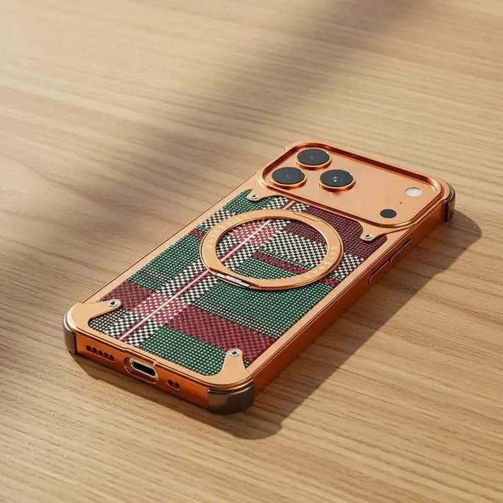 Image of Aluminum Frame Metal Bumper Compatible with iPhone 17 Pro Max | Simple Shield Air Cushion Shockproof | Edge Protection, Minimalist Slim - Black (Frame-Kevlar-Silver, iPhone 17 Pro)