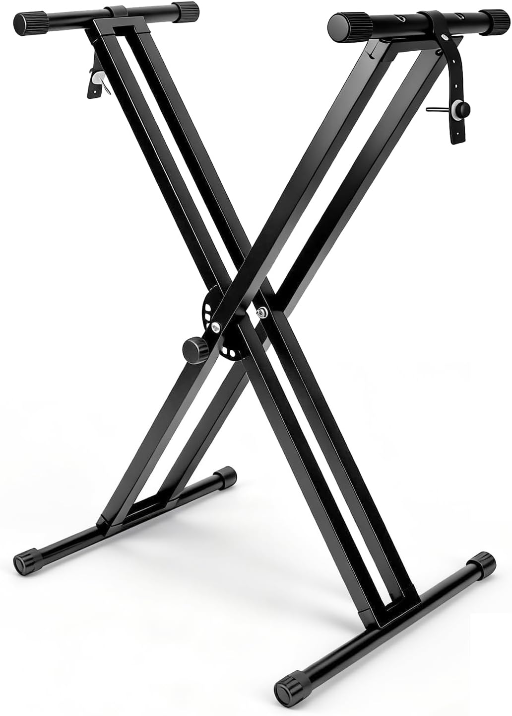 Double-X Keyboard Stand,7 Adjustable Heights Piano Stand with Locking Straps, Heavy Duty Piano Keyboard Stand Fits for 54，61，88 Key Digital Pianos