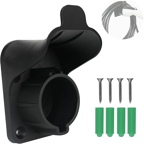 EV Charger Holder Wall Mount, EV Charging Cable Holder for SAE J1772 Charger - Electric Car Charging Cable Hook, Electric Vehicle Wall-Mount Charger Nozzle Holster Dock ev Charger Accessories