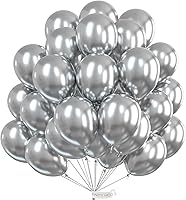 PartyWoo 50 Pack 12 Inch Metallic Silver Latex Balloons for Wedding Birthday Party Garland Arch Decor - Silver-G102