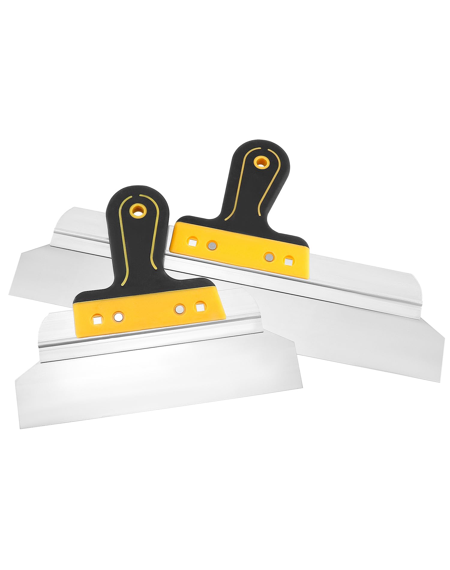 QWORK® Ensemble de Couteau à enduire 250mm + 400 mm, Spatule enduit en acier inoxydable, Poignée ergonomique avec trou de suspensione