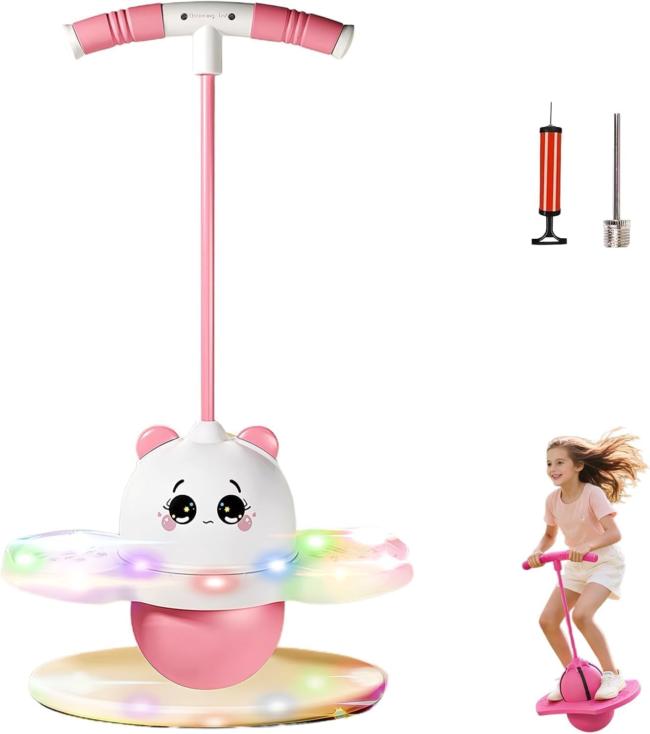 Balance Jumping Ball - Pogo Stick with Handle for Kids Age 10+ & Adults Up to 200lb, Bouncing Jump Ball Board for Indoor Outdoor Play, Balance Training, Fitness Fun