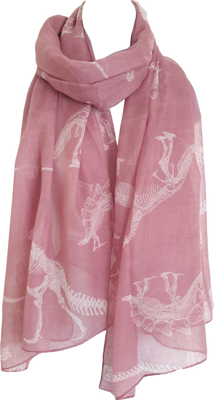 Glamlondon Women's Pink Dinosaurs Print Scarf (Pink)