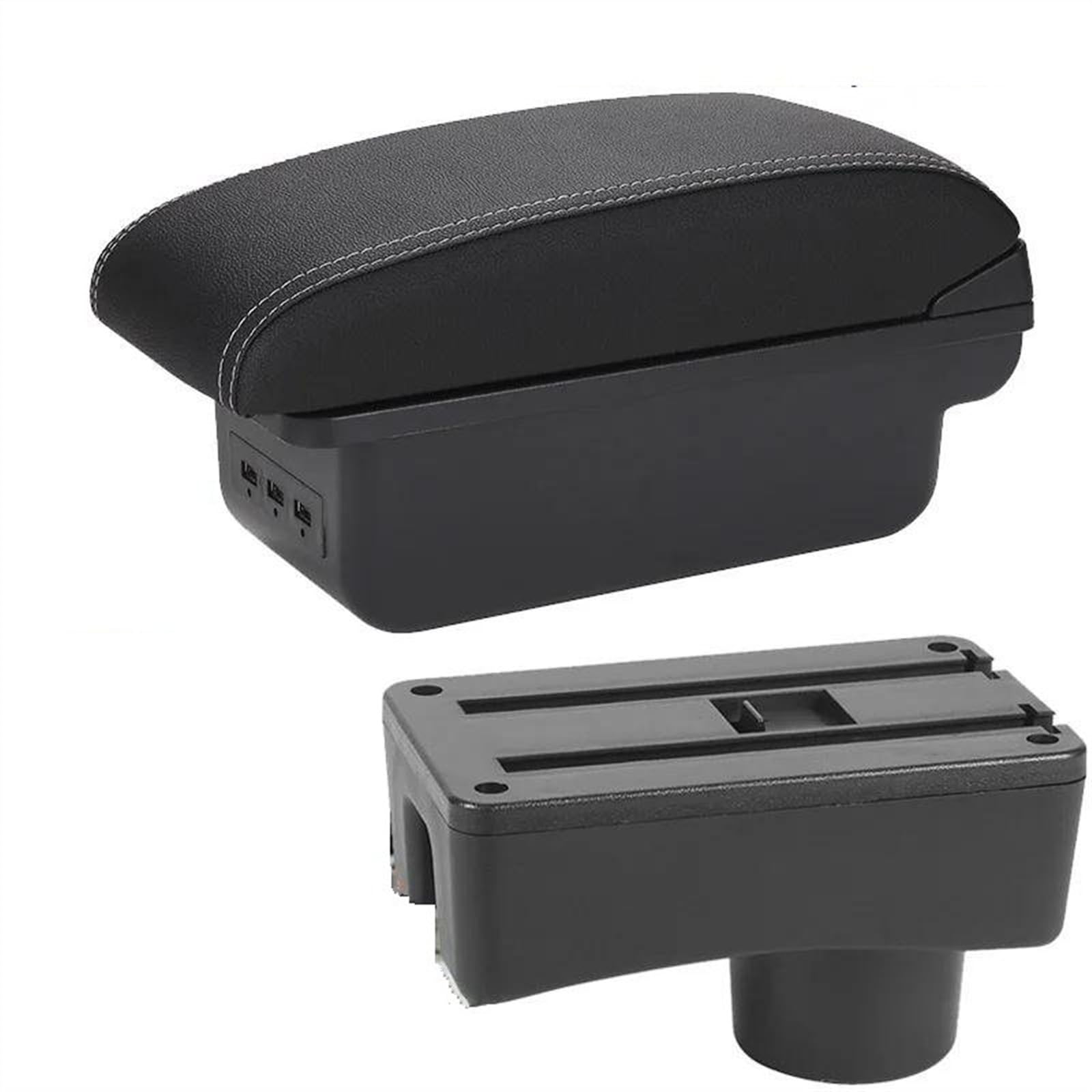 NOHEEU Car Armrest Box Interior Parts Details Center Storage Accessories For Accent For Tagaz(B3 Black white 3USB)
