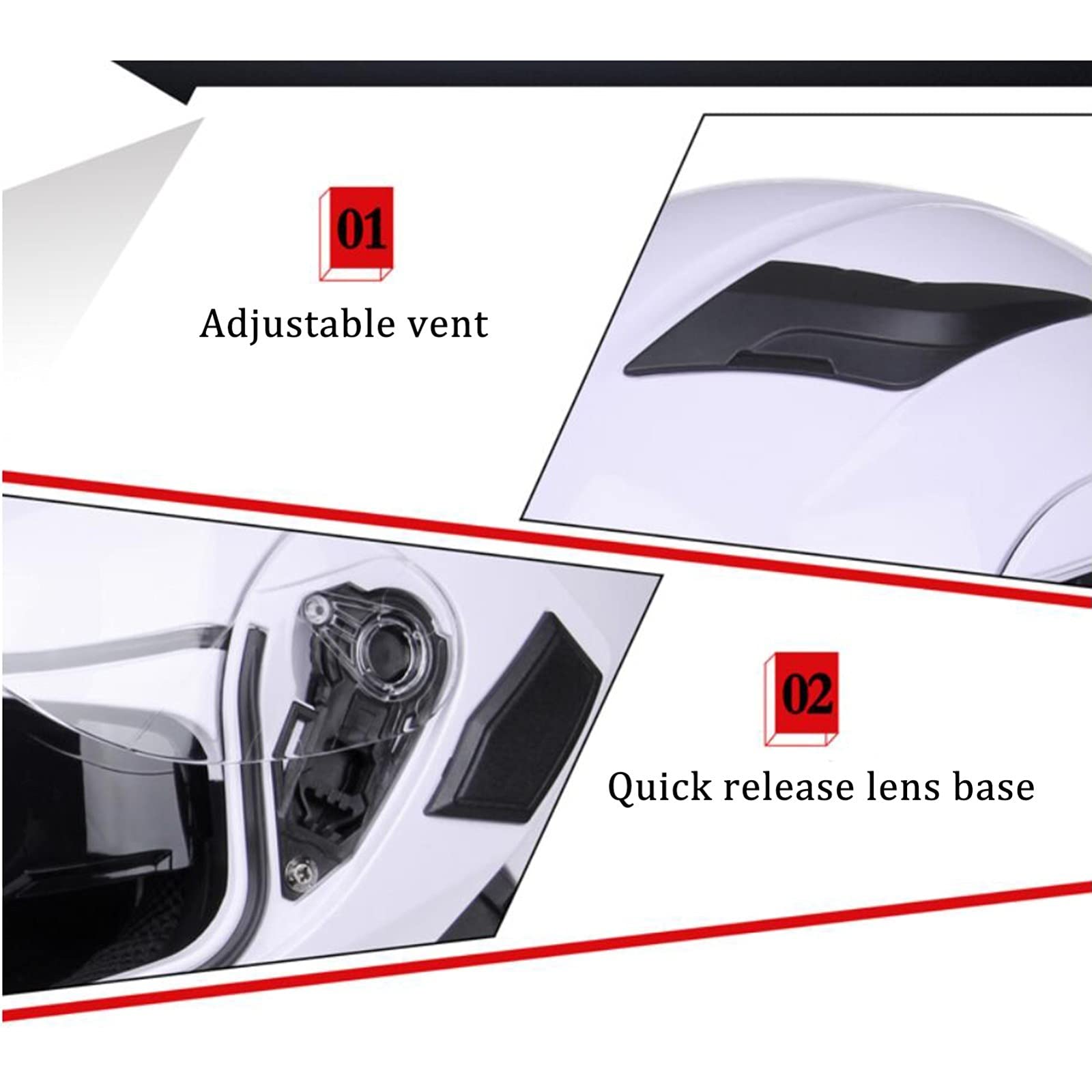 Casco Apribile Modulare Con Doppia Visiera, Integrale Omologato DOT/ECE Per Moto - Per Uomini E Donne Adulti - Blue, L