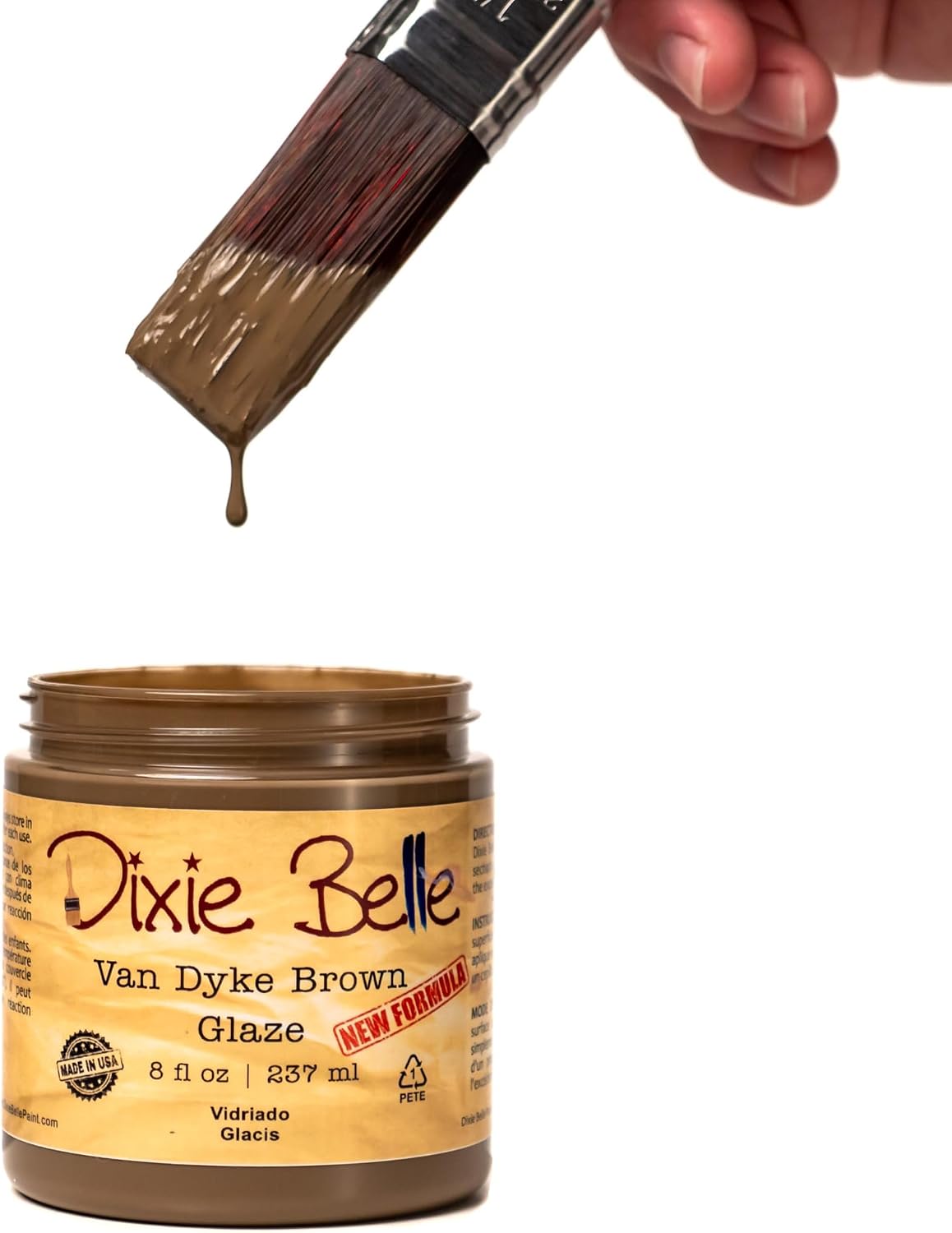Dixie Belle Van Dyke Brown Glaze (4oz) | Water-Based Paint Finish for Stippling and Color Washing | DIY Home Decor