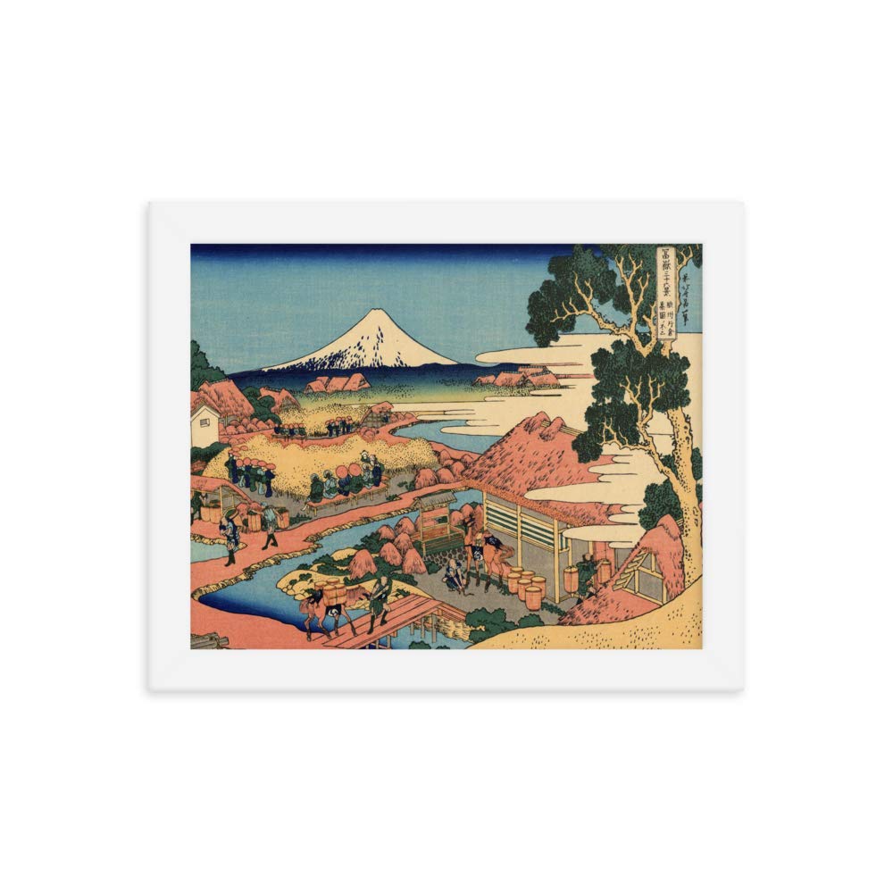 Vintage ImagesKatsushika Hokusai's The Tea Plantation of Katakura in Suruga Province 1937 - Enhanced Matte Paper Framed Poster (8x10) -White Frame