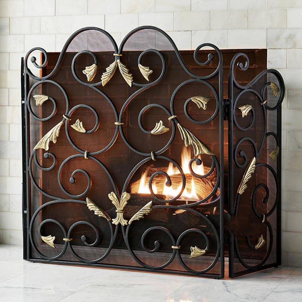 ファイヤースクリーン シングルフラットパネル暖炉スクリーン 100×78cm