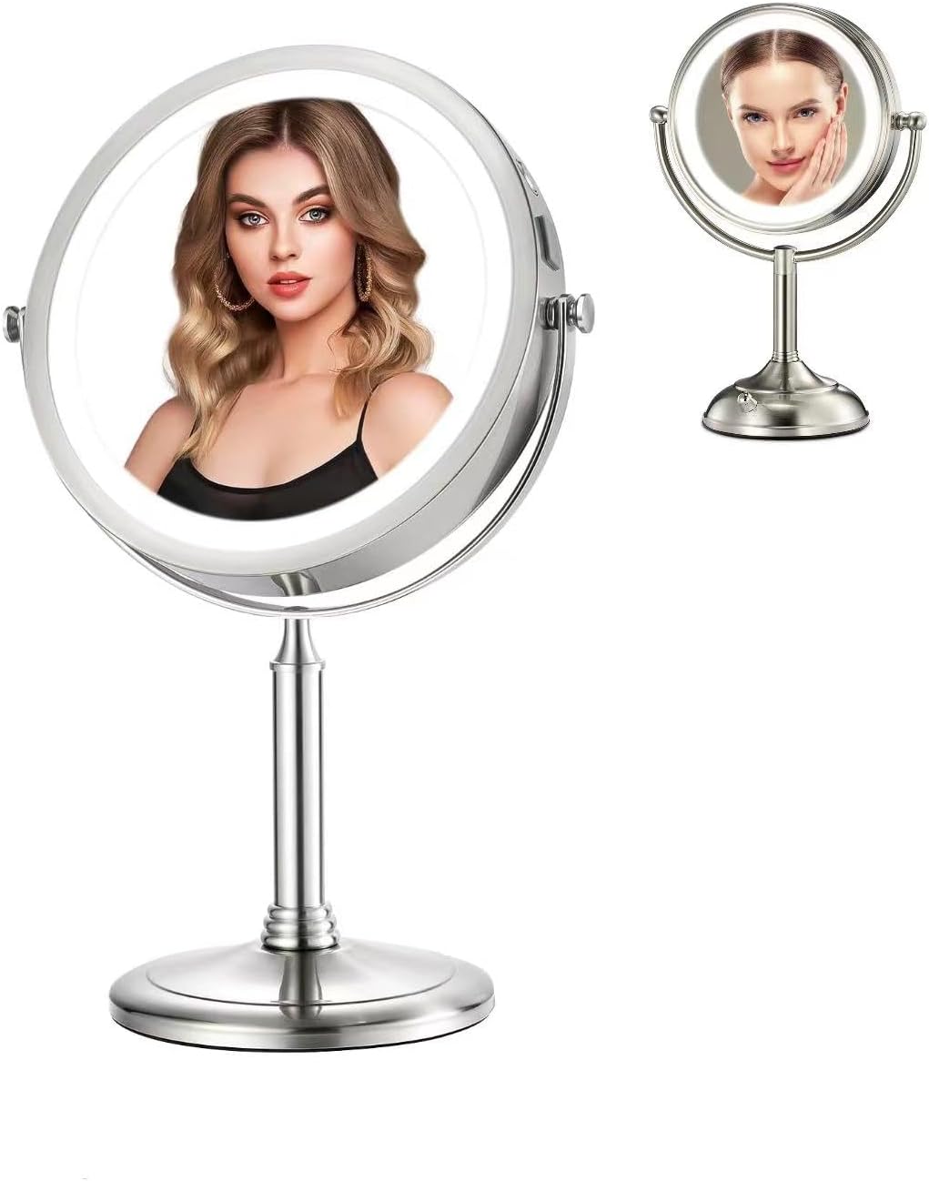VESAUR Lighted Makeup Mirror, 8/8.5" Rechargeable 1x/10x