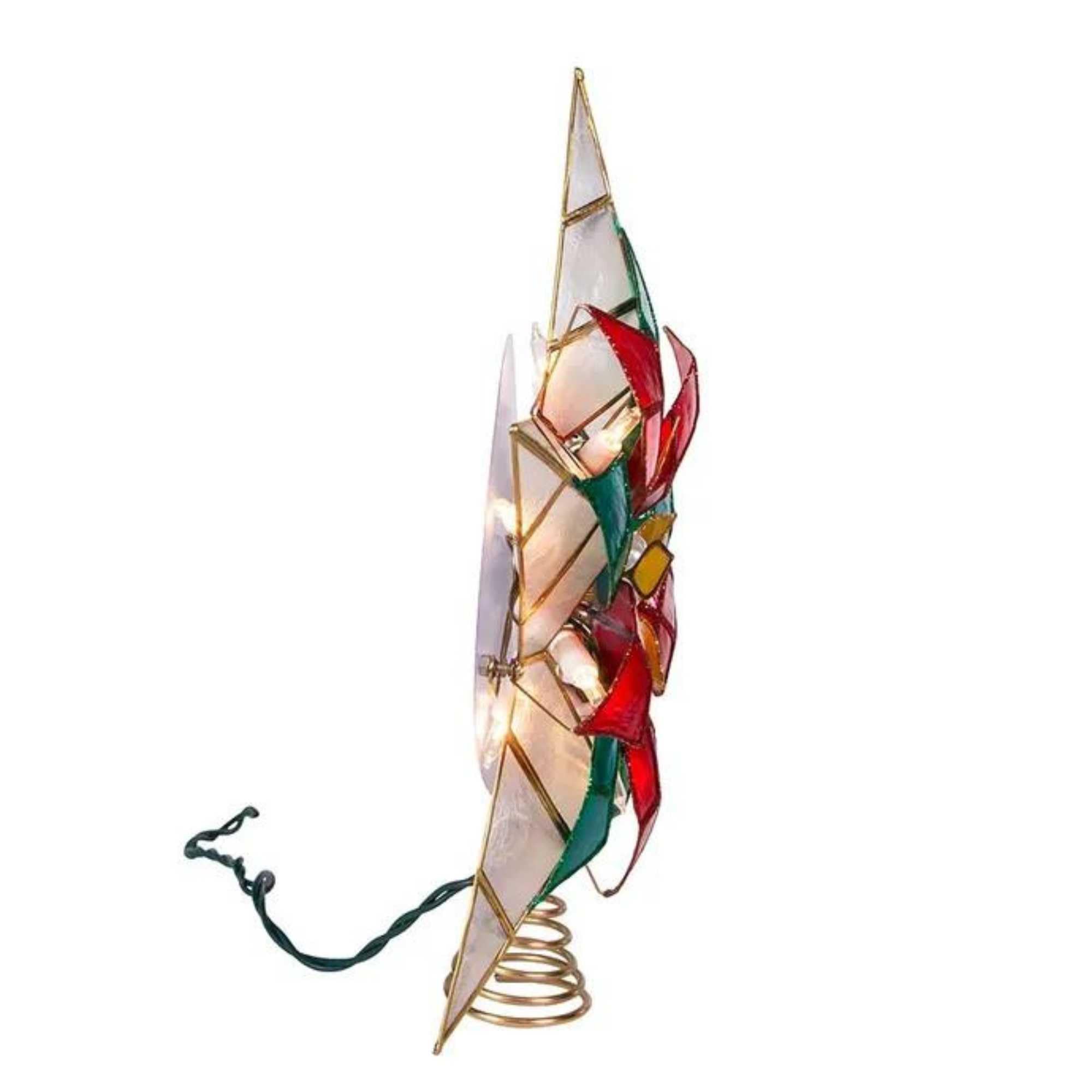 Kurt S. Adler Weihnachtsbaumspitze mit Capiz-Stern, 29 cm, Mehrfarbig, 10 Stück