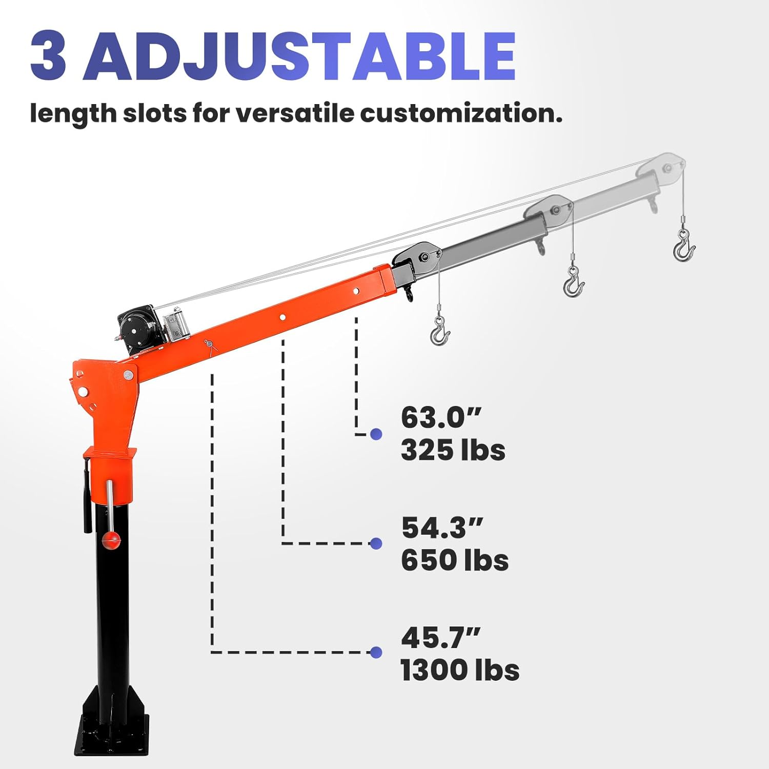 Electric Pickup Truck Jib Crane, 1300lbs Load Capacity, Industrial Folding Hoist Truck Crane with Electric Winch 2200 Lbs, 360° Swivel for Truck Crane in Construction, Factory (2200LBS)
