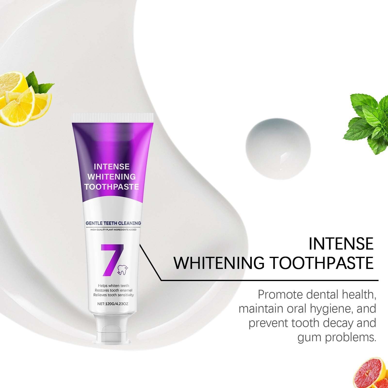 Dentifricio Sbiancante Intensivo 7-Pro, Formula Viola Potenziata con 7 Probiotici, Riparazione dello Smalto e Alito Fresco, per la Rimozione Profonda delle Macchie