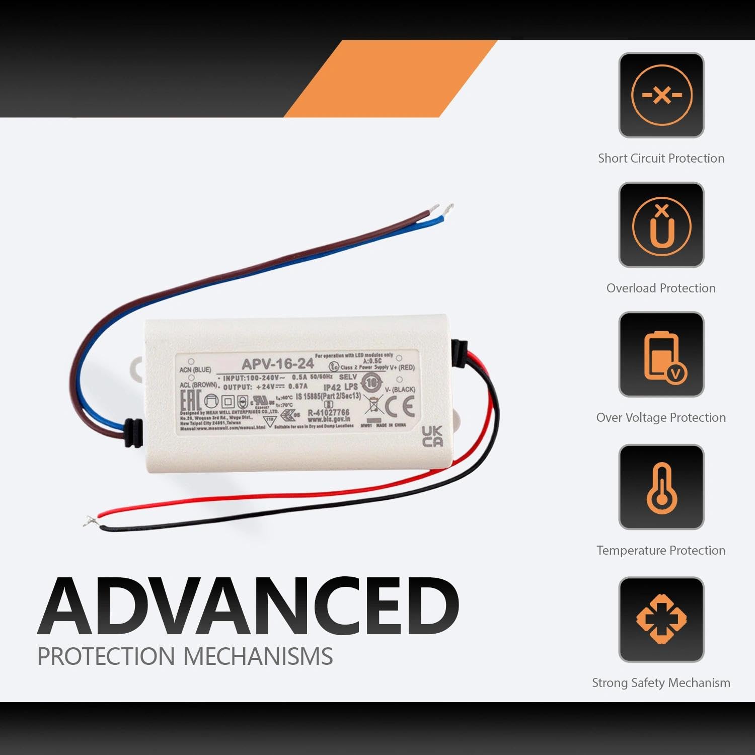 APV-16-24 24V 0.67A 16.08W Smart Home Power Supply - Compact, Efficient - Ideal for LED Lighting & Automation image 4