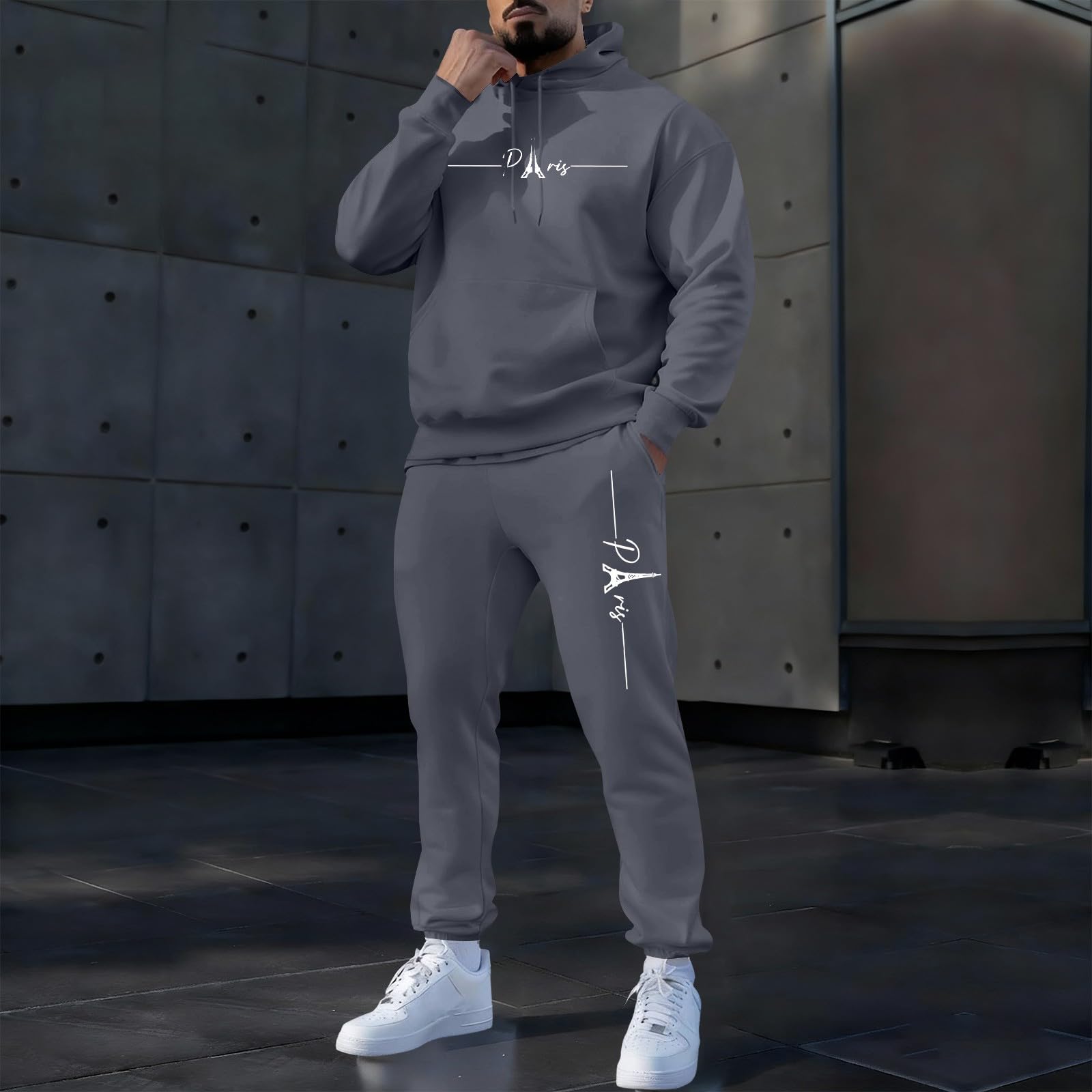 Generisch Ensemble sweat à capuche et pantalon de jogging pour homme