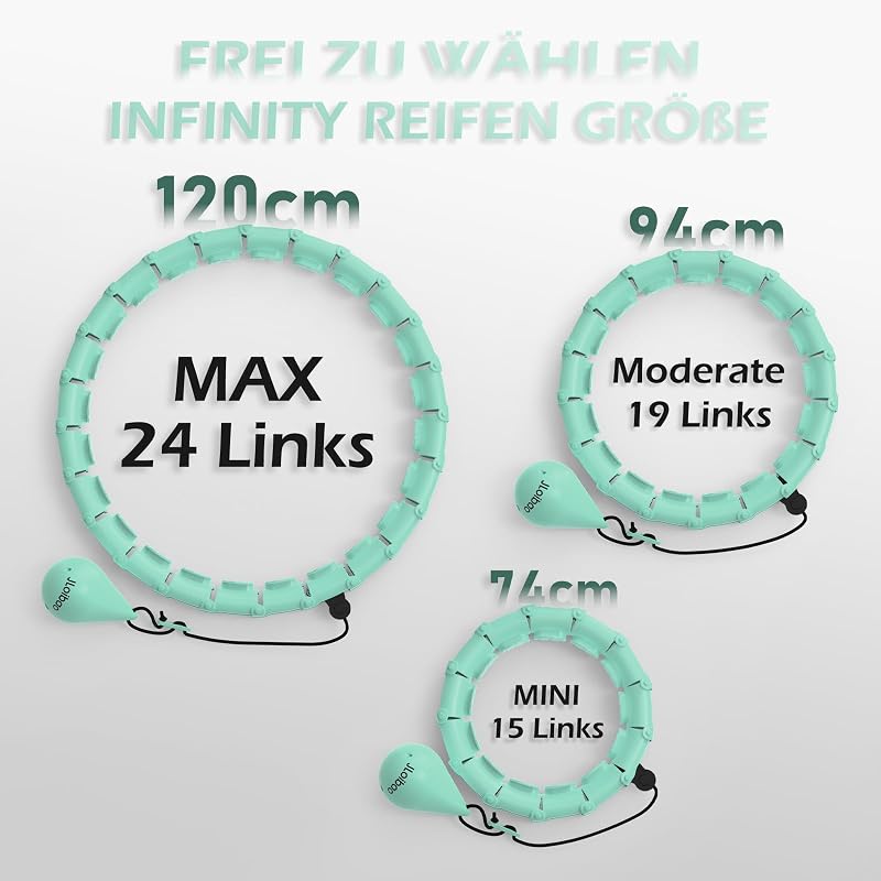JLoibao Okos Hula Karika Felnőtteknek, 24 Szintű Fitness Karika 77-132 cm, Súlyozott Labdával