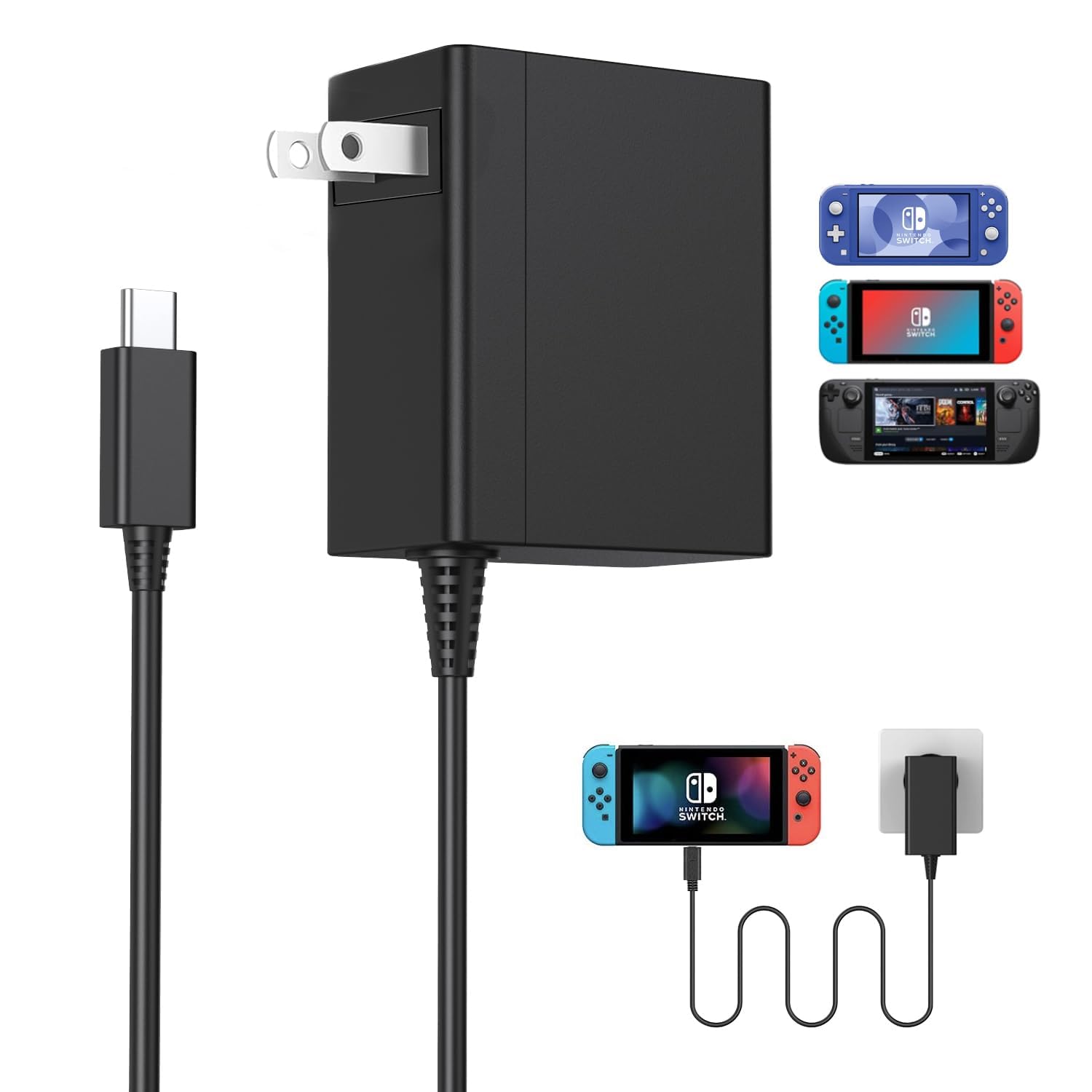 Amazon.com: Charger for Nintendo Switch, 39W Power Supply