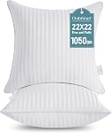 Oubonun Inserts de Coussin 18 x 18, Coussins Décoratifs Firmes et Moelleux pour Canapé Lit avec Housse en Coton Doux Coussin Blanc avec Alternative au Duvet Paquet de 2