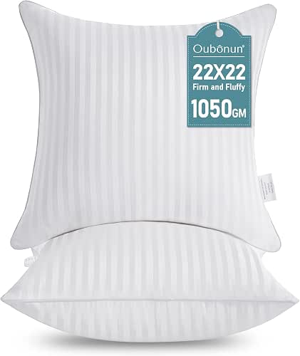 Oubonun 22 x 22 Throw Pillow Inserts, Firm and Fluffy