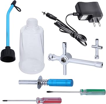 Nitro Starter Kit-Nitro Igniter Support AA Battery with RC Glow Plug Driver/Fuel Tank/Charger/Hex Cross Wrenches, fit Monster Truck Off Road Buggy RC Nitro Car Airplane Boat