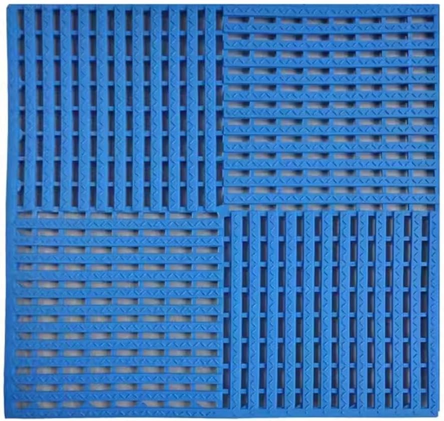 Non-Slip Mat Cushion,Modular Interlocking Cushion with Suction Cups & Drain Holes Non Slip Bathroom Bathtub Mat for Pool Shower Cabin Deck Indoor/Outdoor DIY Wet Areas/Blue/12Pcs