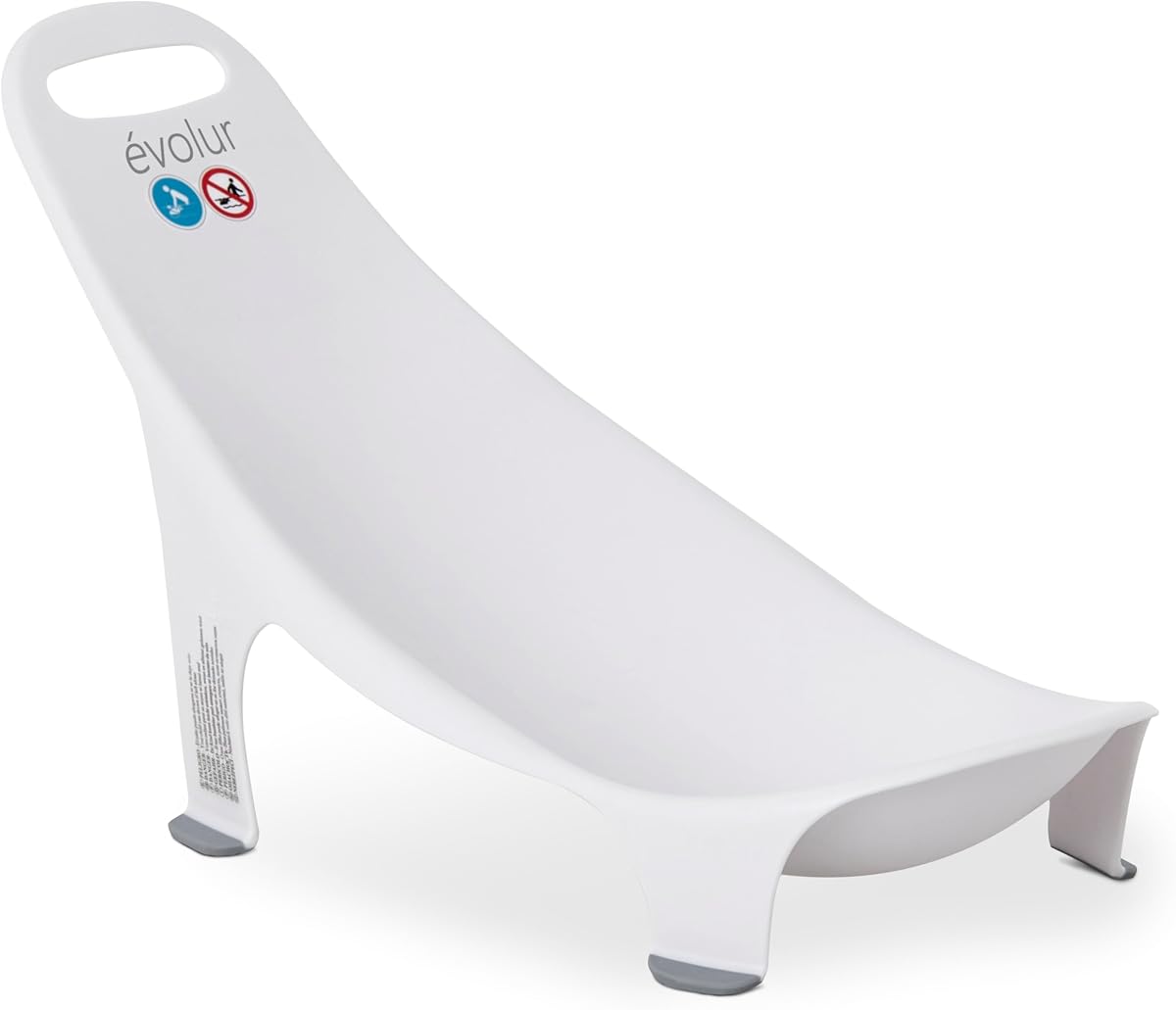 Hamaca de baño para bebé Evolur Supple – Soporte de baño portátil para bebé con asa integrada y patas antideslizantes | Asiento de baño seguro para recién nacidos para el hogar, los viajes y el uso diario