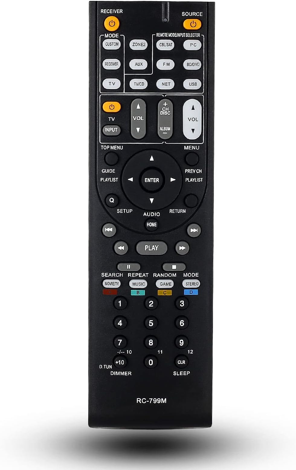 Replacement Remote Control for Onkyo TX-SR608 TX-SR806 TX-SR304 HT-R591 HT-R558 HT-S5400 HT-R690 HT-RC360 TX-NR626 Receiver