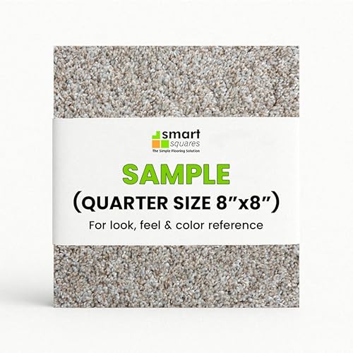 Smart Squares Easy Street Premium Plush Carpet Tiles, Made in USA – 8x8 Peel and Stick Floor Tiles with Attached Padding – Seamless DIY Carpet Squares (0.44 Sq Ft, Sample, 815 Iron Frost)