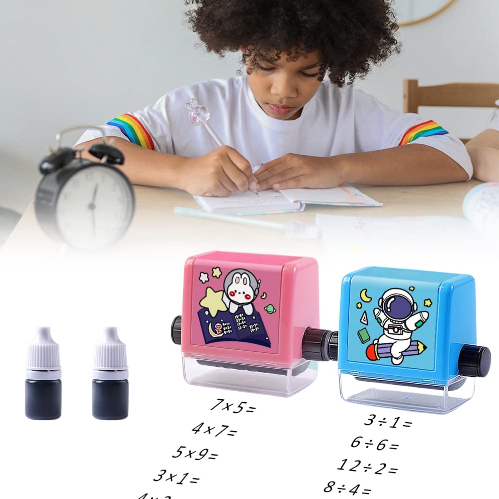 Math Roller Stamp for Addition Subtraction Multiplication Division, Roller Number Teaching Practice Math Stamp Roller Digital Teaching Stamp, Math Practice Number Rolling Stamp (Multiply & Divide)