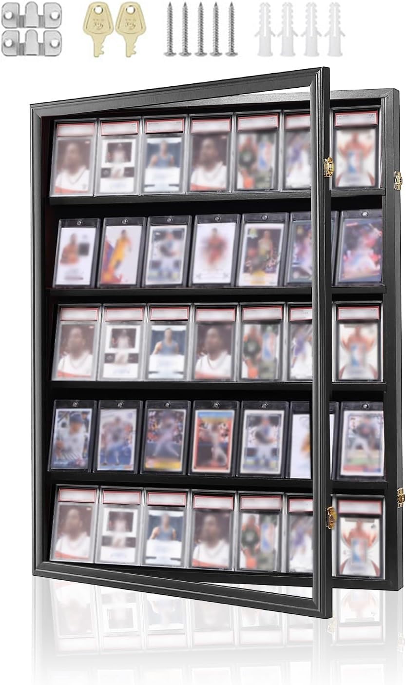 トレカ ディスプレイケース トレーディングカード 鍵付き UVカット PSA ディスプレイ 飾る 大容量 ボックス 壁掛け カード