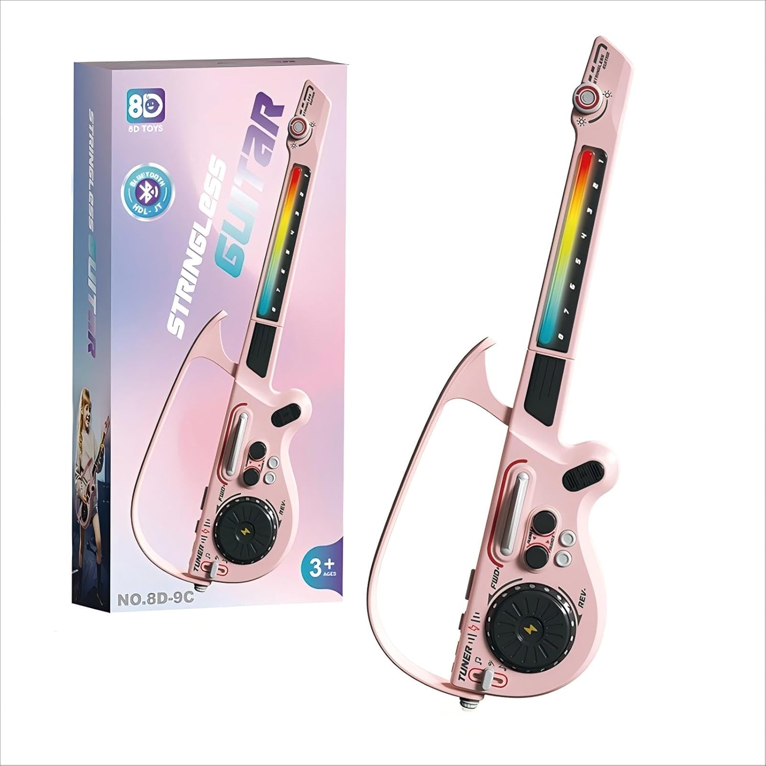 Kids Electric Stringless Musical Guitar Beginner Ages 5-9, Boy Toys Age 6-8 Gifts for 5 6 7 8 9 10 Year Old Boys Birthday Gift Ideas Cool Musical Instruments Toy Age 8-10 Years Old