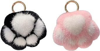 2 Pcs Cat Paw Keychains Cute Soft Plush keychain Fluffy Key Chain Ring Holder Bag Purse Pendant for Women