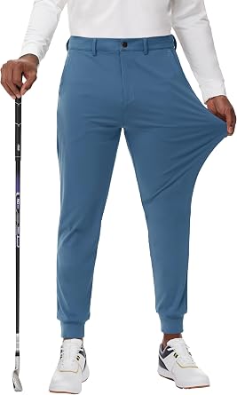 MIVEI Mens Golf Joggers Pants Belt Loops Slim Fit Stretchy Sweatpants Work Travel Dress Casual Tapered Pants Quick Dry UPF50