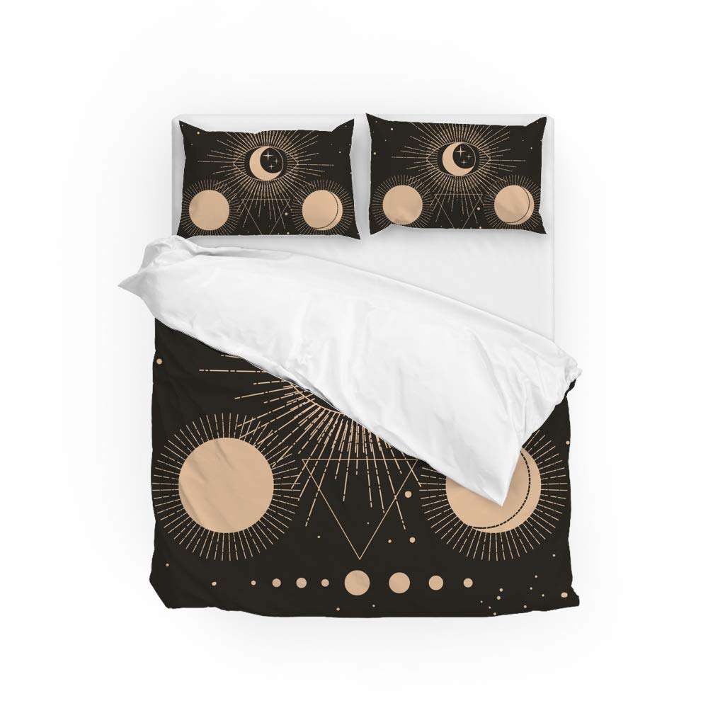 Parure de lit infroissable 100% polyester, housse de couette oeil de lune Queen Size douce