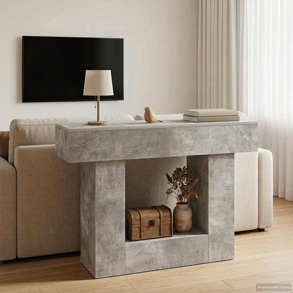 Générique Tavolo consolle grigio cemento 101 x 30 x 74 cm | Design minimalista, scaffalatura, costruzione robusta, per ingresso soggiorno sala da pranzo