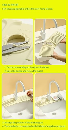 Miniatura 3 de Tapete absorbente para grifo del fregadero, protector contra salpicaduras para fregadero de cocina, alfombrilla de silicona más larga, alfombrilla
