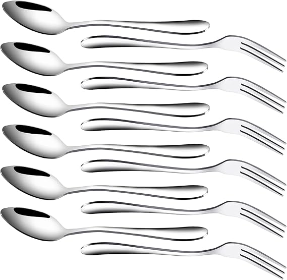 RETON 12 Pcs Dessert Forks and Spoons Silverware Set