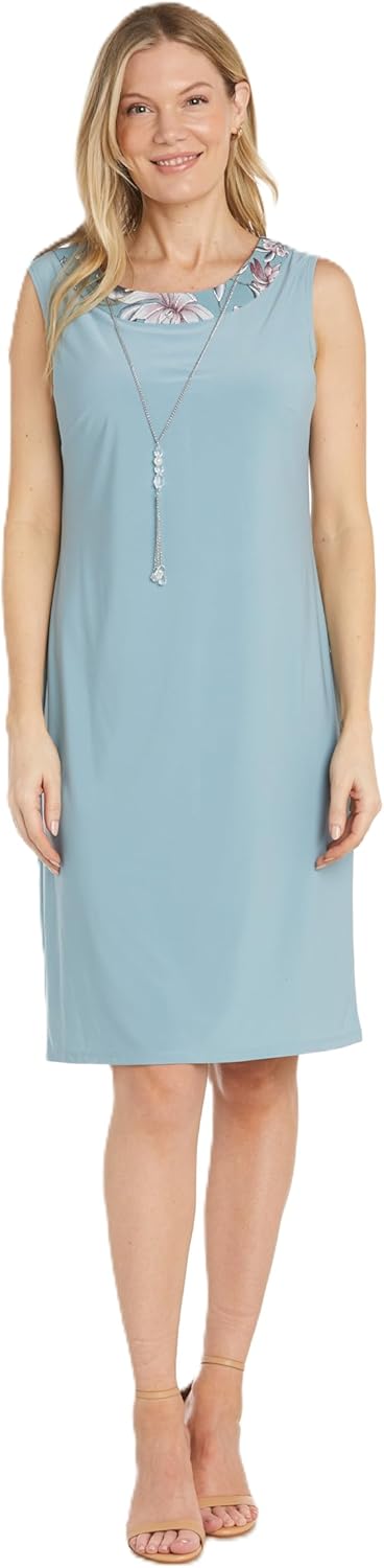 R&M Richards Womens Petites Semi-Formal Above-Knee Shift Dress