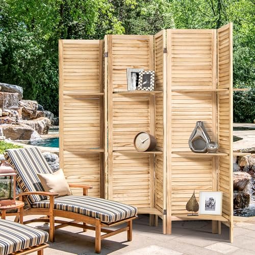 Grungis 6 Panel Room Divider 5.6FT Louvered Design Room Dividers