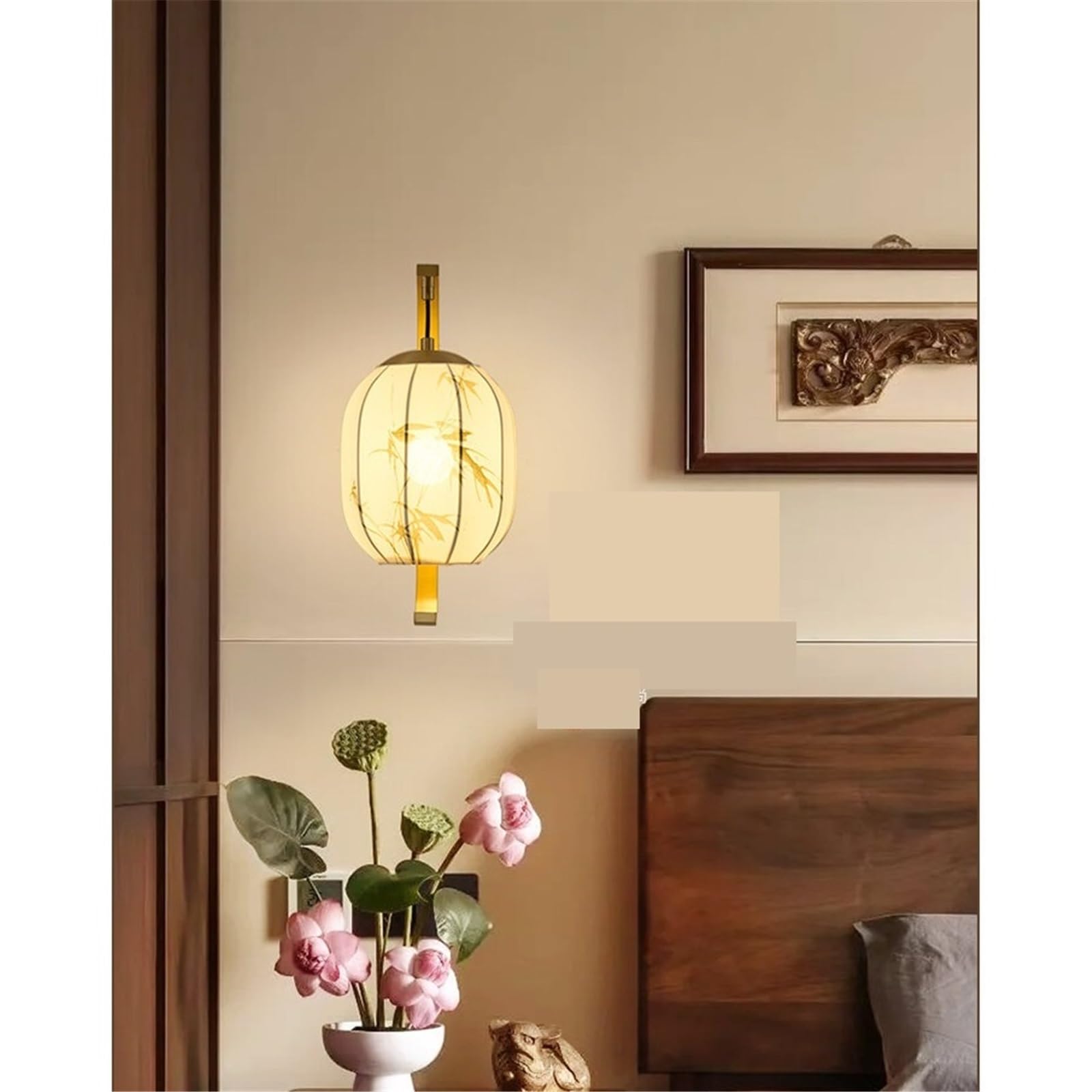 Lampada da parete curva dorata con piastra posteriore in legno for decorazioni for interni Corridoio